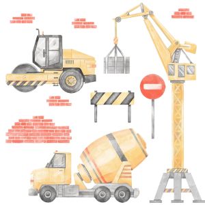 Wallsticker - Construction Vehicles / Yellow