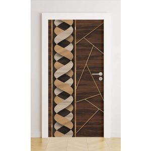 Door stickers - Geometric Wood Design / Peel and Stick