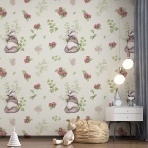 Wall Paper - Badger with Berries